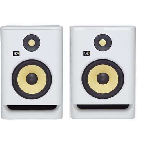 Picture of Product image thumbnail.Product image thumbnail.Product image thumbnail. KRK Rokit 8 G4 Professional Bi-amp 8" Powered Studio Monitor - White Pair